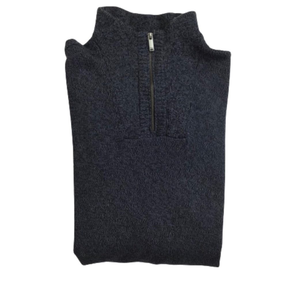 Calvin Klein Jeans Heather Blue 1/4 Zip Mock Neck Sweater XL